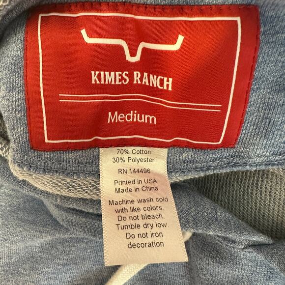 Kimes Ranch Hoodie WMNS M Light Blue Pullover French Terry Drawstring Sweatshirt - Picture 5 of 5